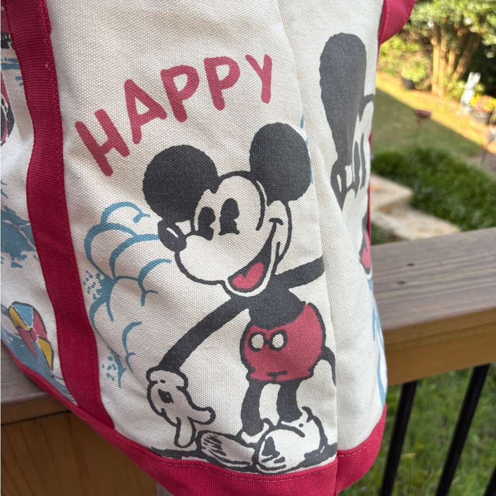 Disney Oversized Canvas Tote Bag Cruise, Parks Grocery bag Happy Mickey